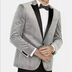 NEW EXPRESS LIGHT GRAY SLIM VELVET JACKET SZ 42R